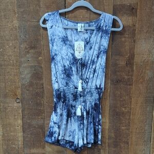 BECCA Blue and White Tie-Dye Swim Coverup